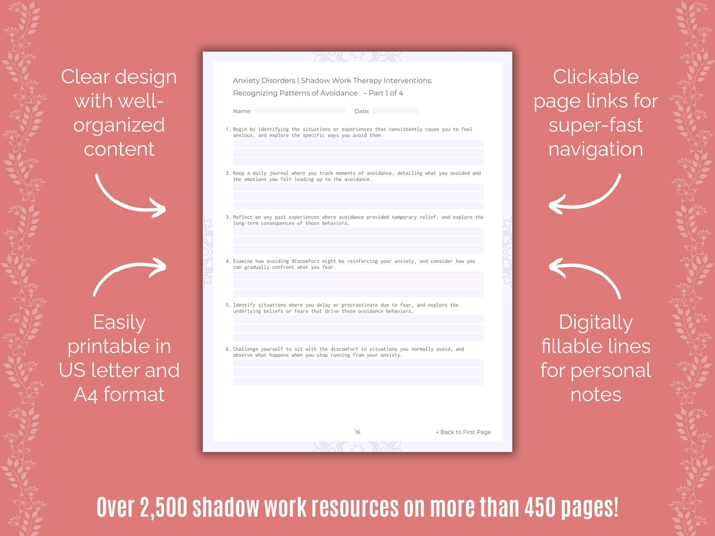 Anxiety Disorders Shadow Work Counseling Templates