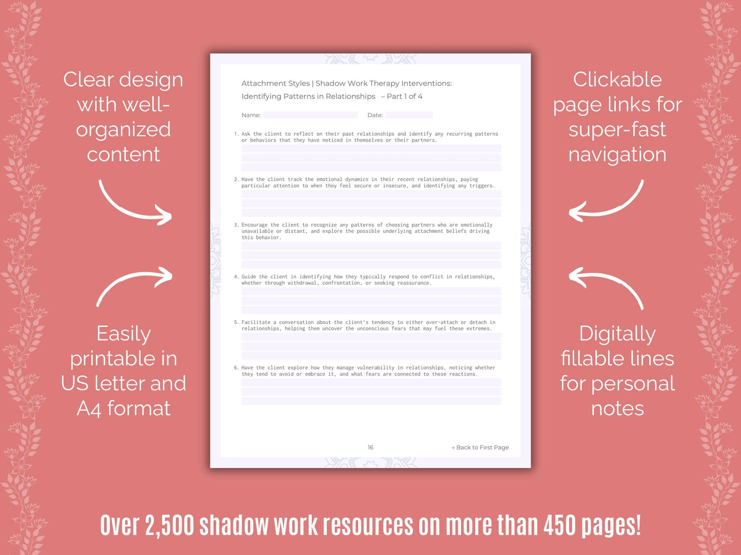 Attachment Styles Shadow Work Counseling Templates