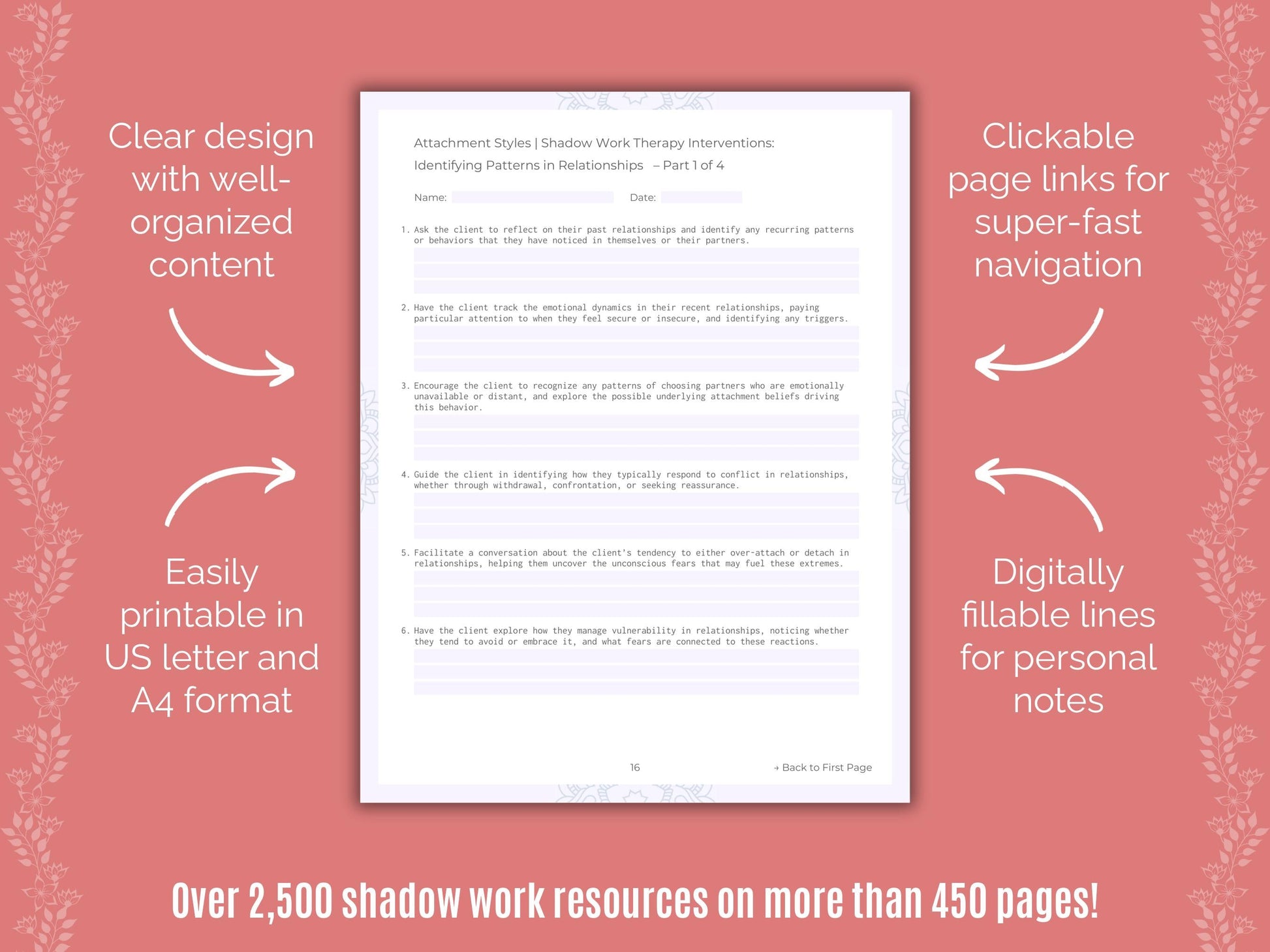 Attachment Styles Shadow Work Counseling Templates