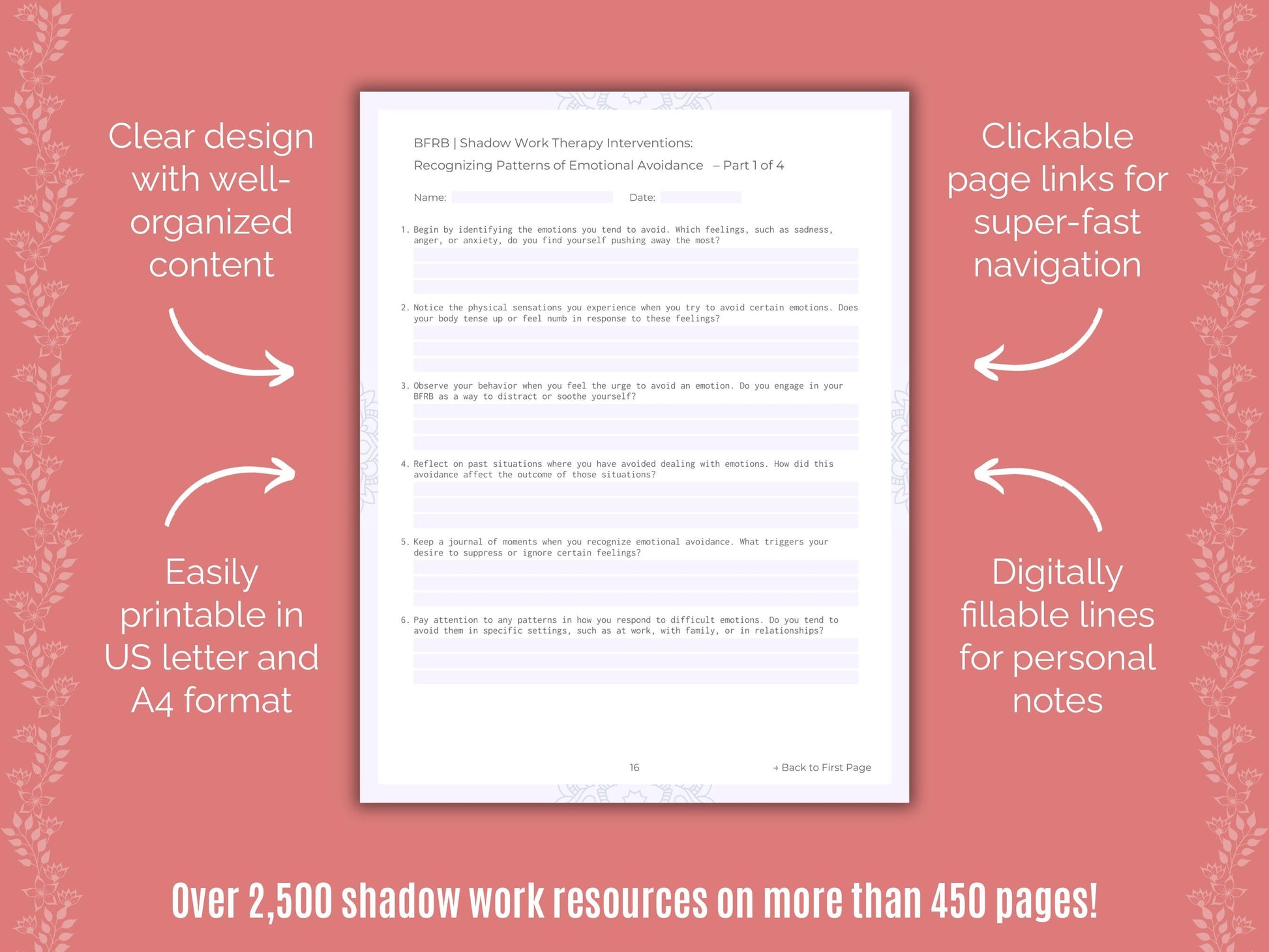 Body-Focused Repetitive Behavior (BFRB) Shadow Work Counseling Templates