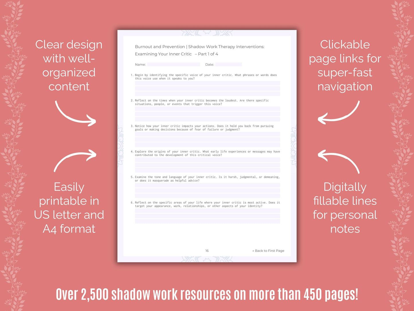 Burnout and Prevention Shadow Work Counseling Templates