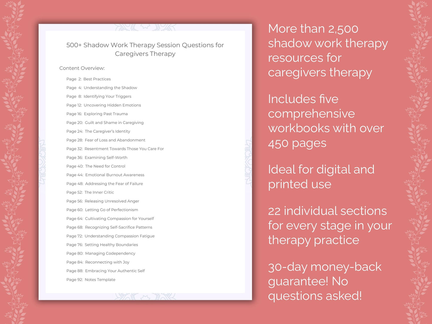 Caregivers Shadow Work Therapist Worksheets