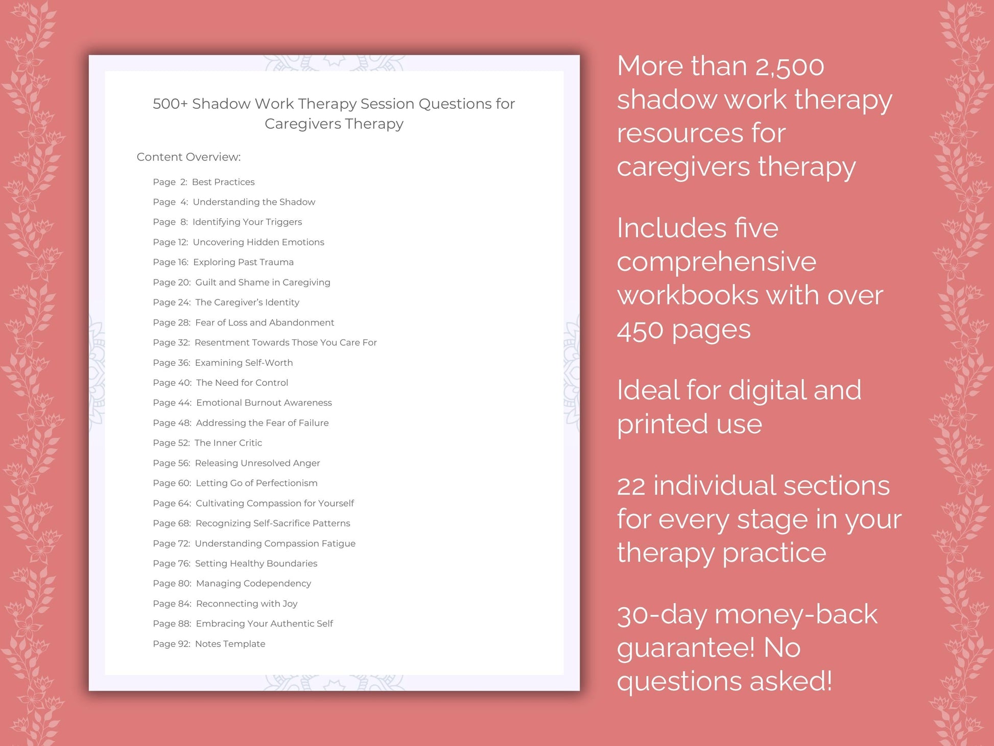 Caregivers Shadow Work Therapist Worksheets