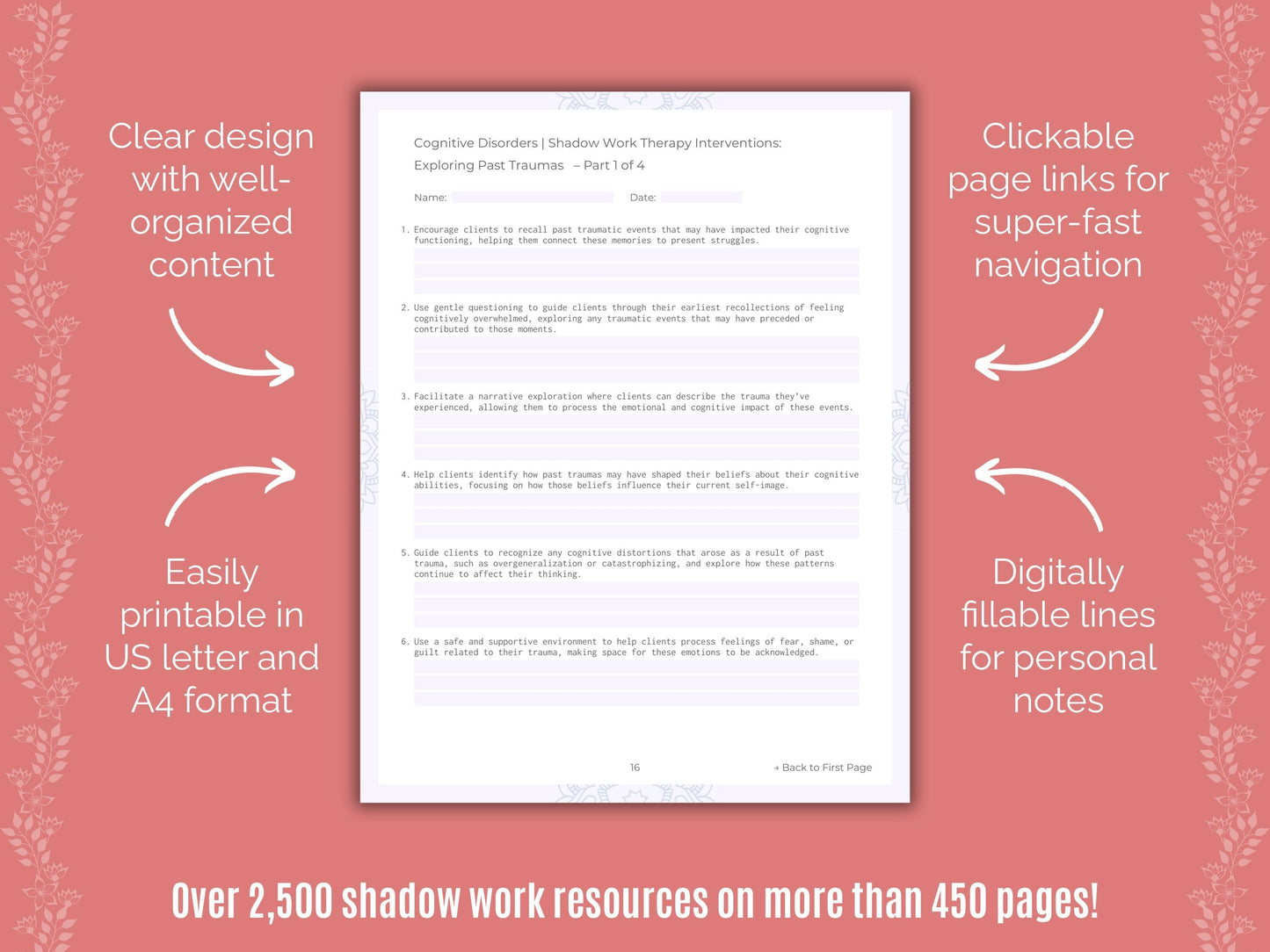 Cognitive Disorders Shadow Work Counseling Templates