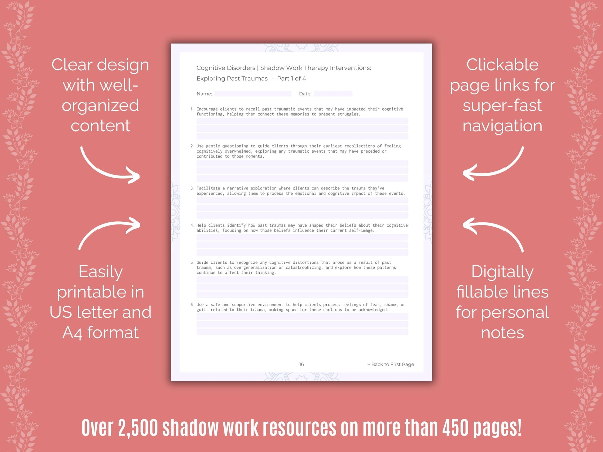 Cognitive Disorders Shadow Work Counseling Templates