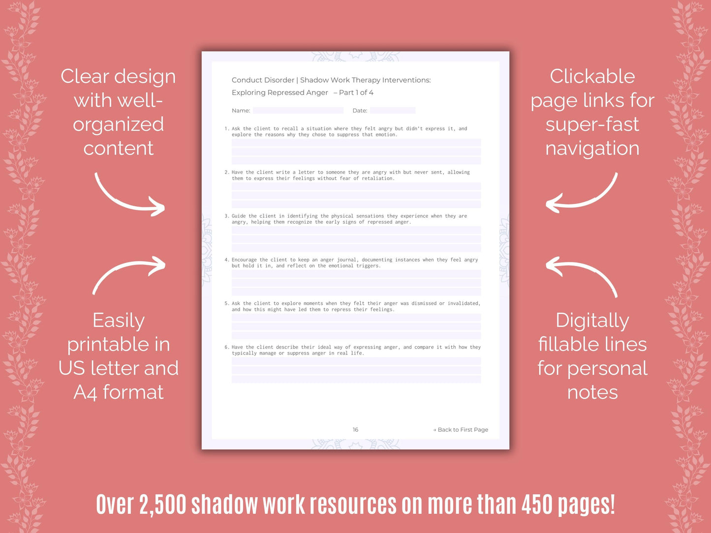 Conduct Disorder Shadow Work Counseling Templates