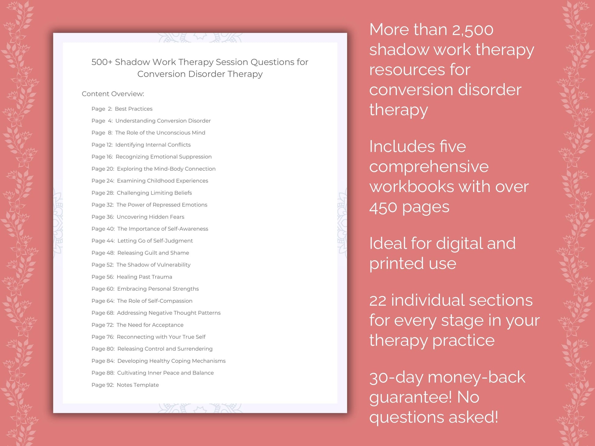 Conversion Disorder Shadow Work Therapist Worksheets