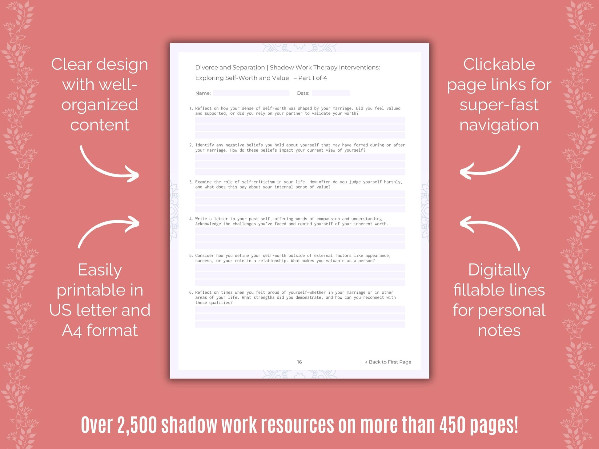 Divorce and Separation Shadow Work Counseling Templates