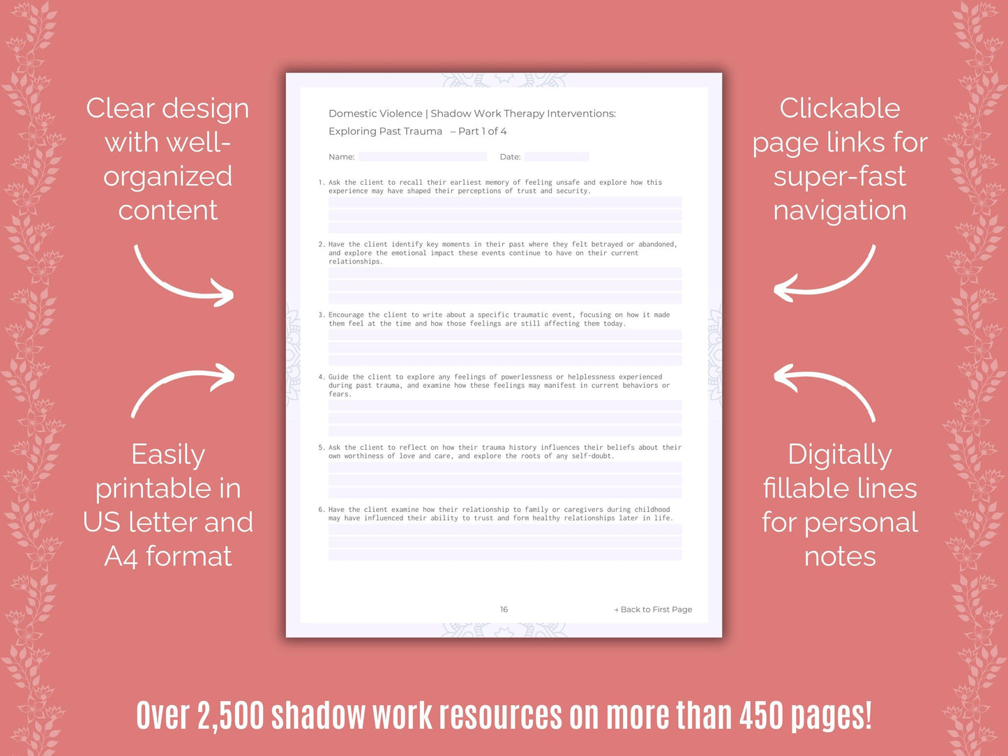 Domestic Violence Shadow Work Counseling Templates