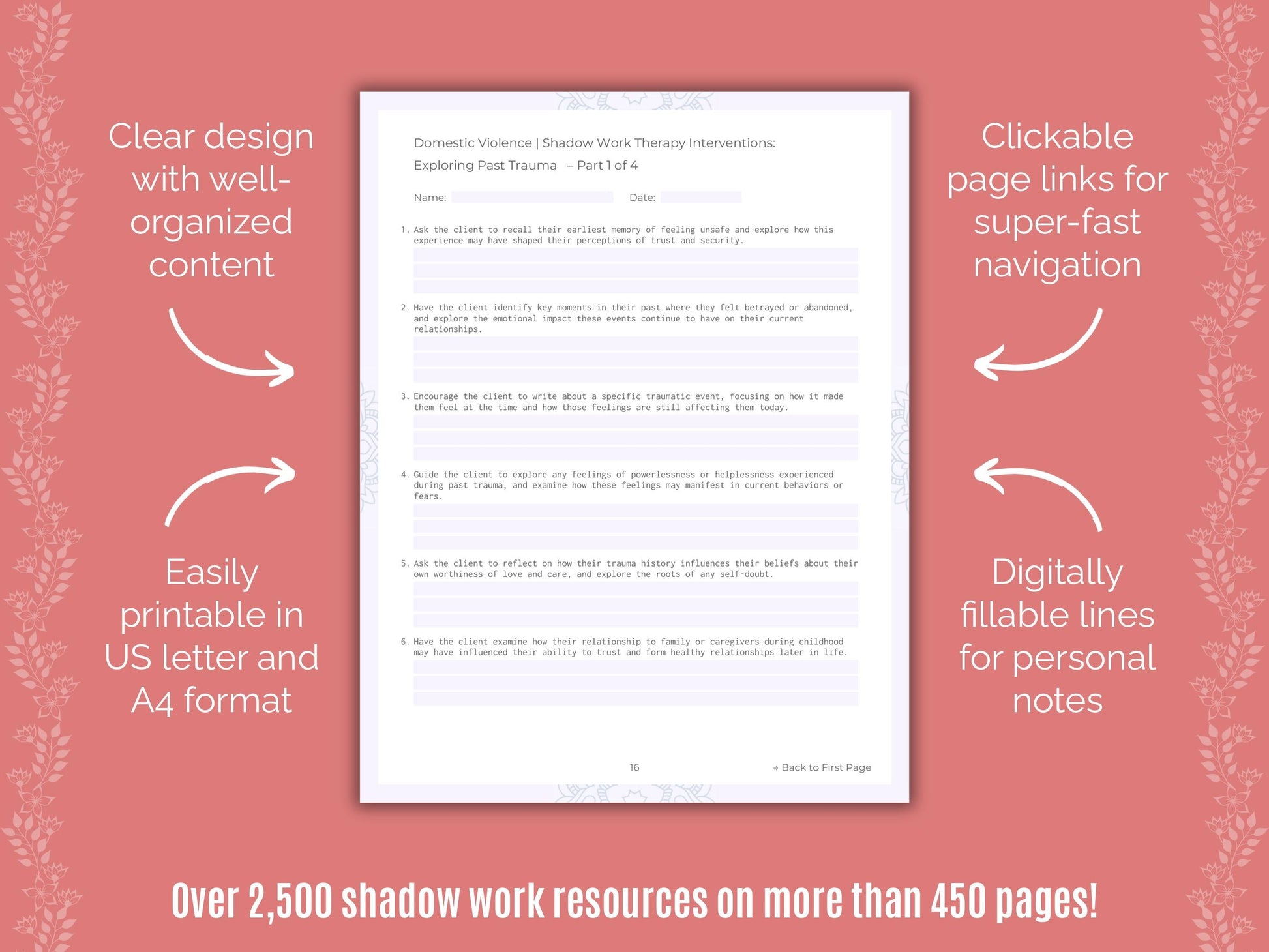 Domestic Violence Shadow Work Counseling Templates