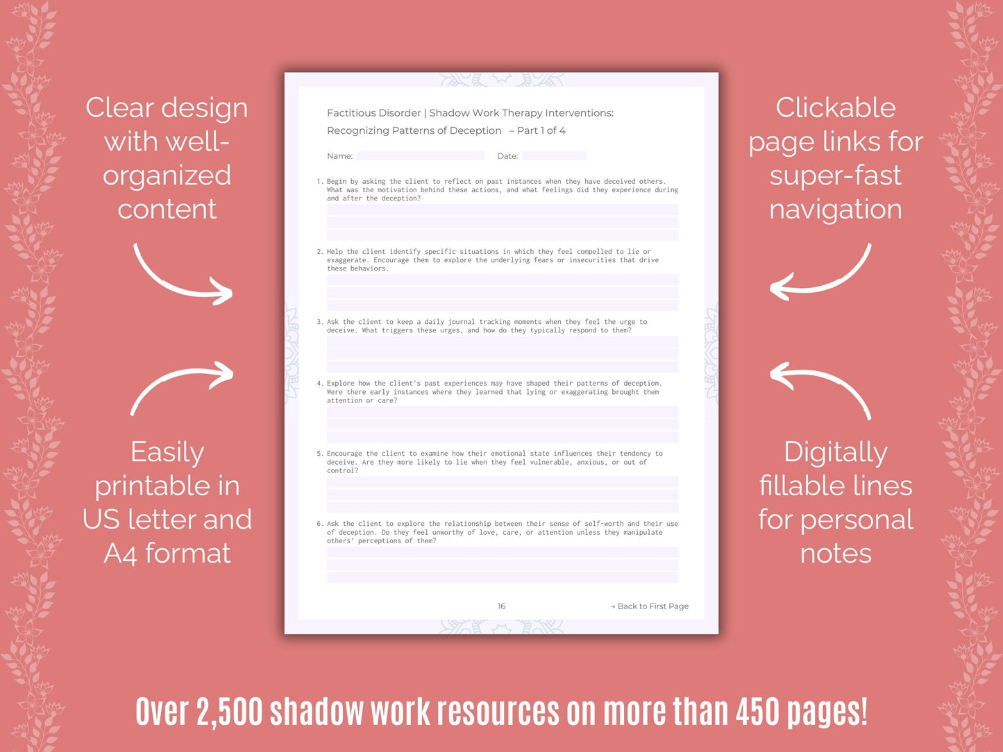 Factitious Disorder Shadow Work Counseling Templates