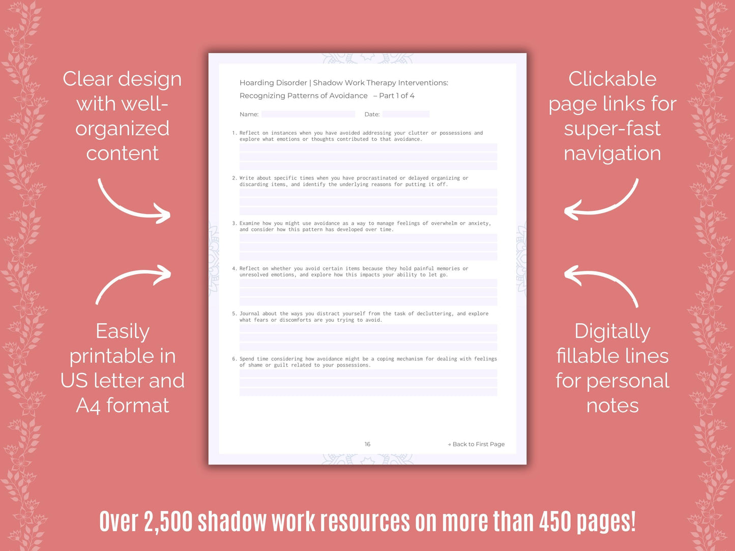 Hoarding Disorder Shadow Work Counseling Templates