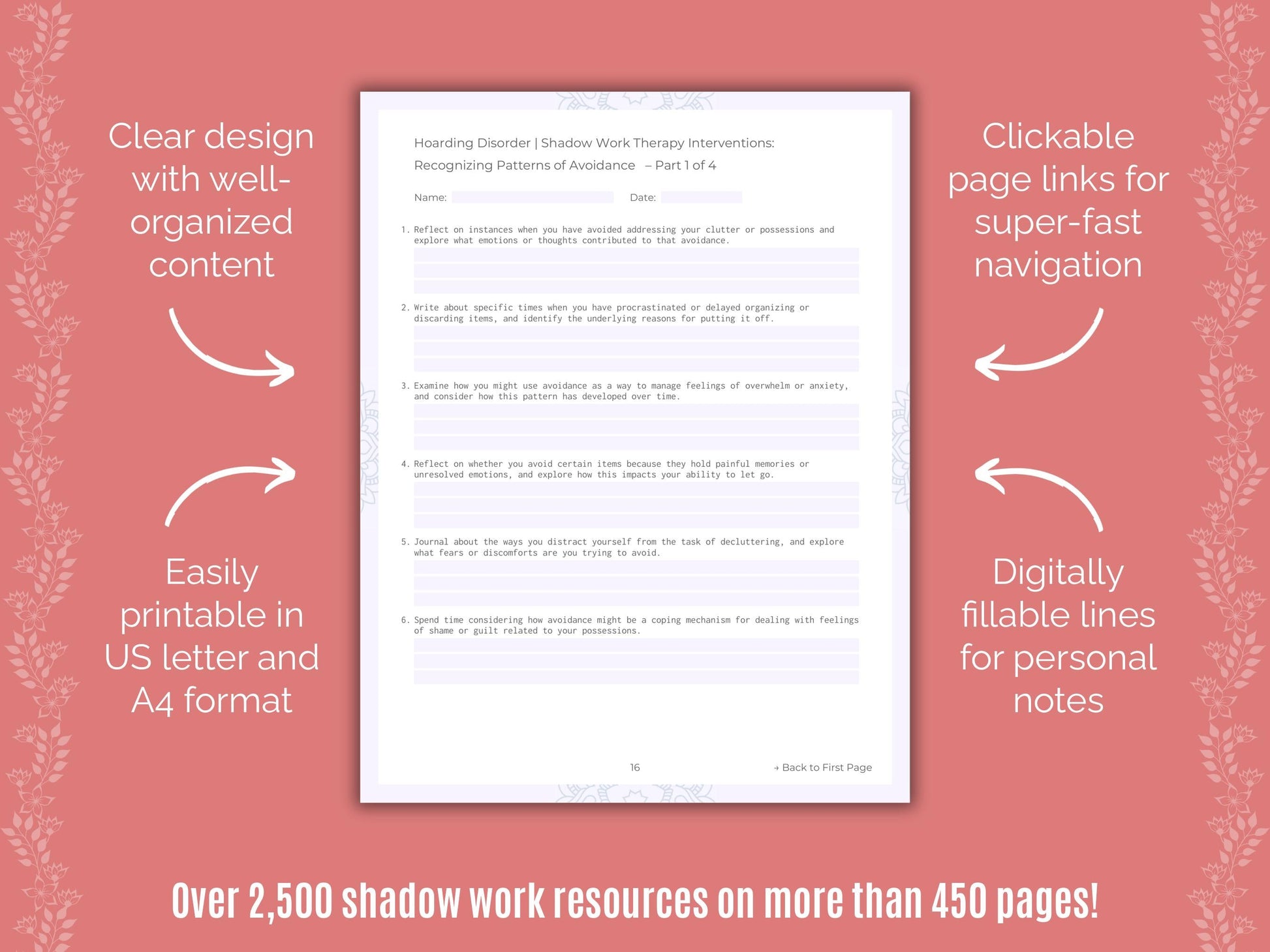 Hoarding Disorder Shadow Work Counseling Templates