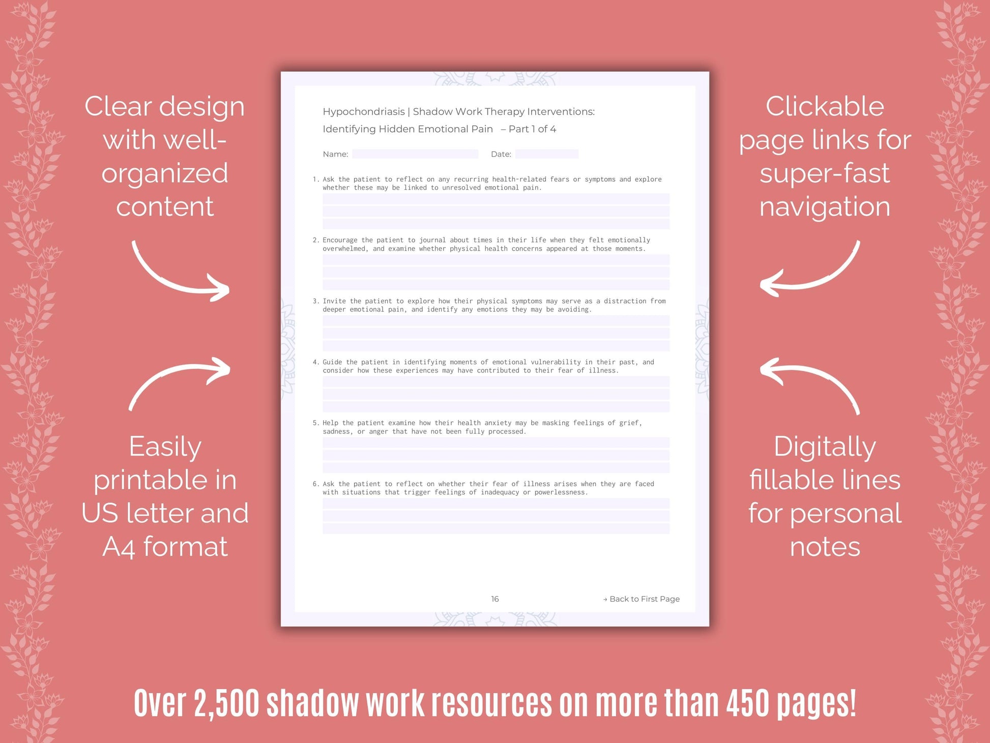 Hypochondriasis Shadow Work Counseling Templates