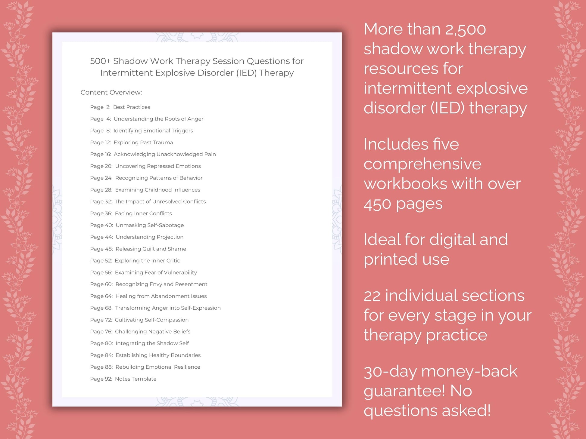 Intermittent Explosive Disorder (IED) Shadow Work Therapist Worksheets