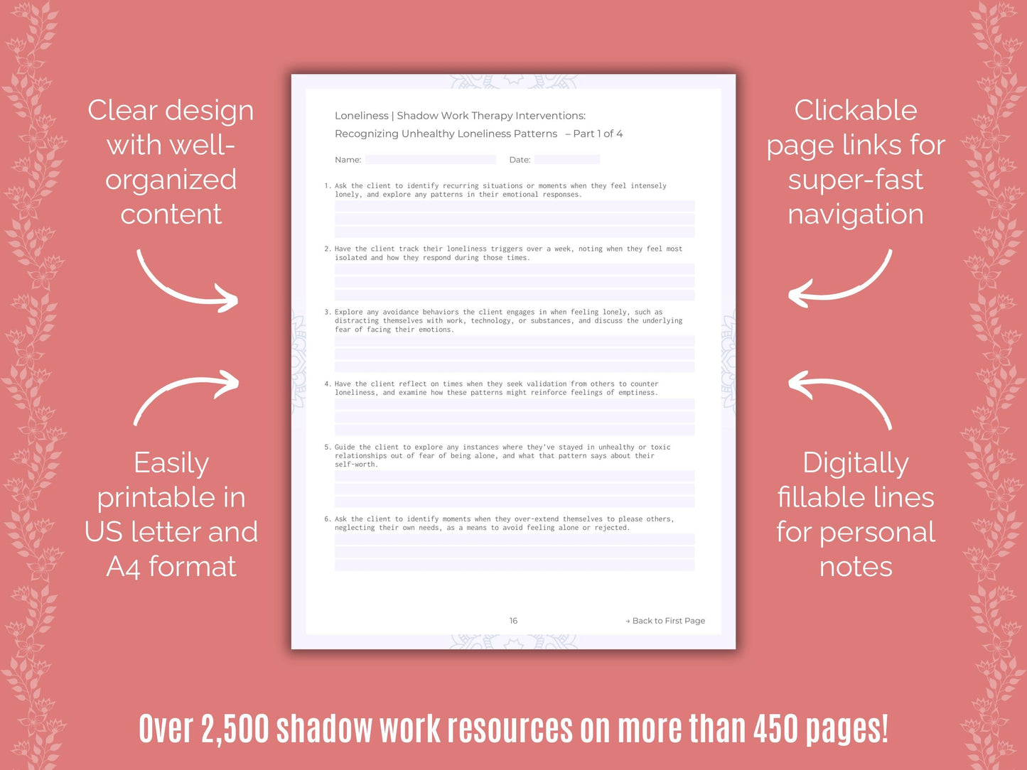 Loneliness Shadow Work Counseling Templates