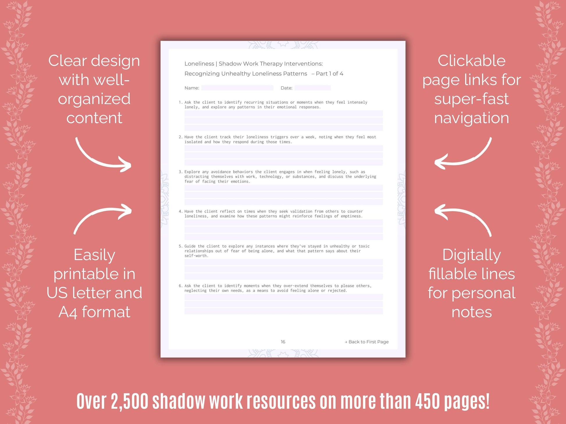 Loneliness Shadow Work Counseling Templates