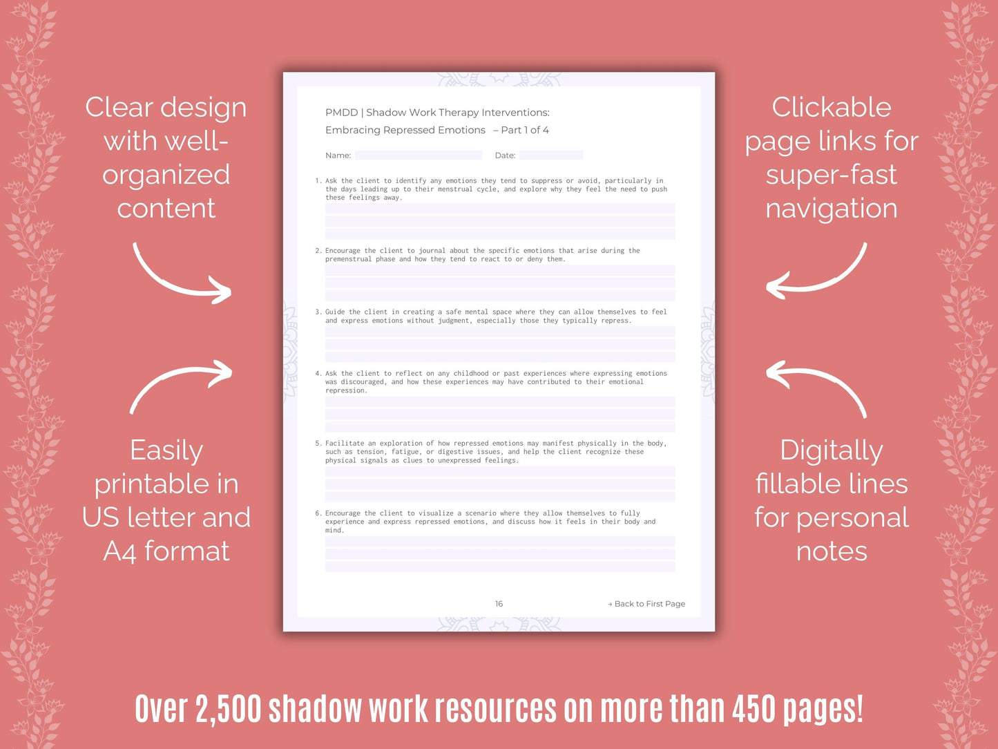 Premenstrual Dysphoric Disorder Shadow Work Counseling Templates