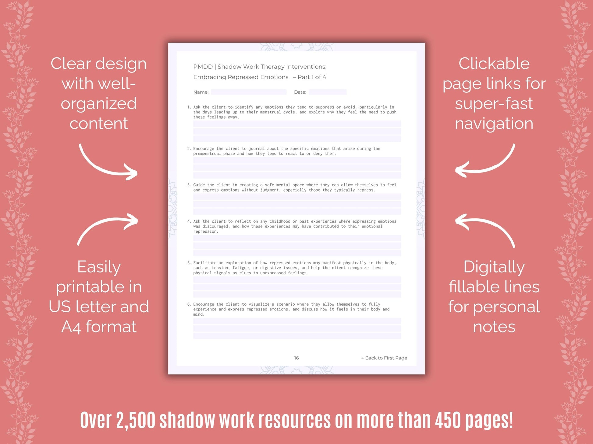 Premenstrual Dysphoric Disorder Shadow Work Counseling Templates