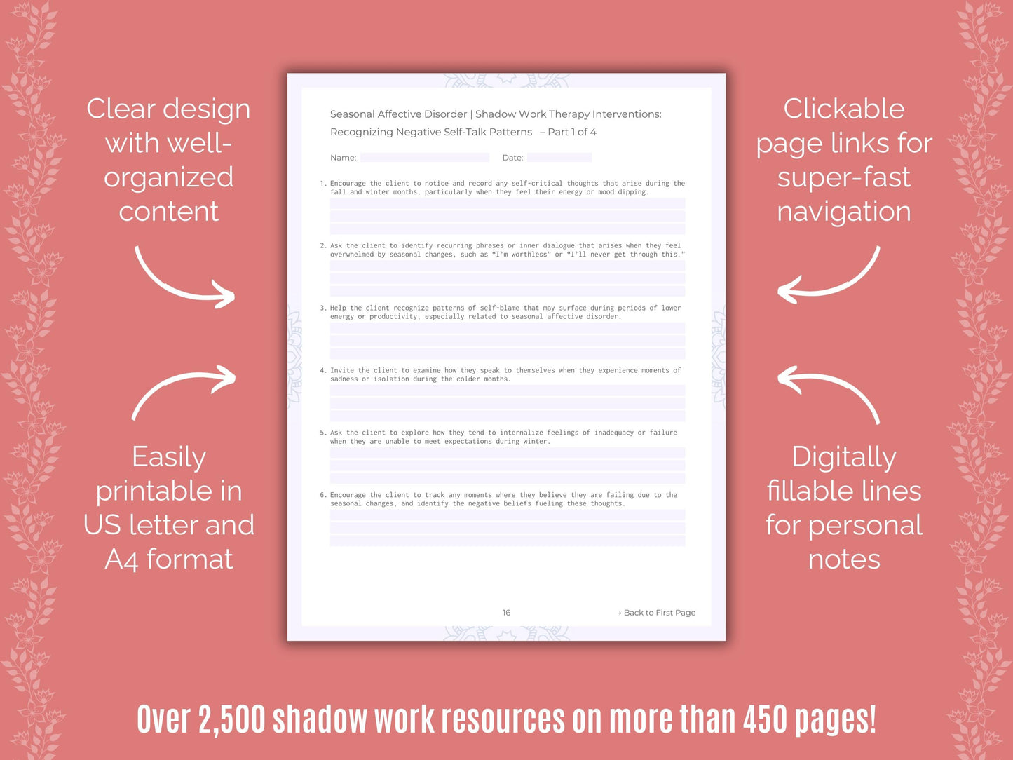 Seasonal Affective Disorder Shadow Work Counseling Templates