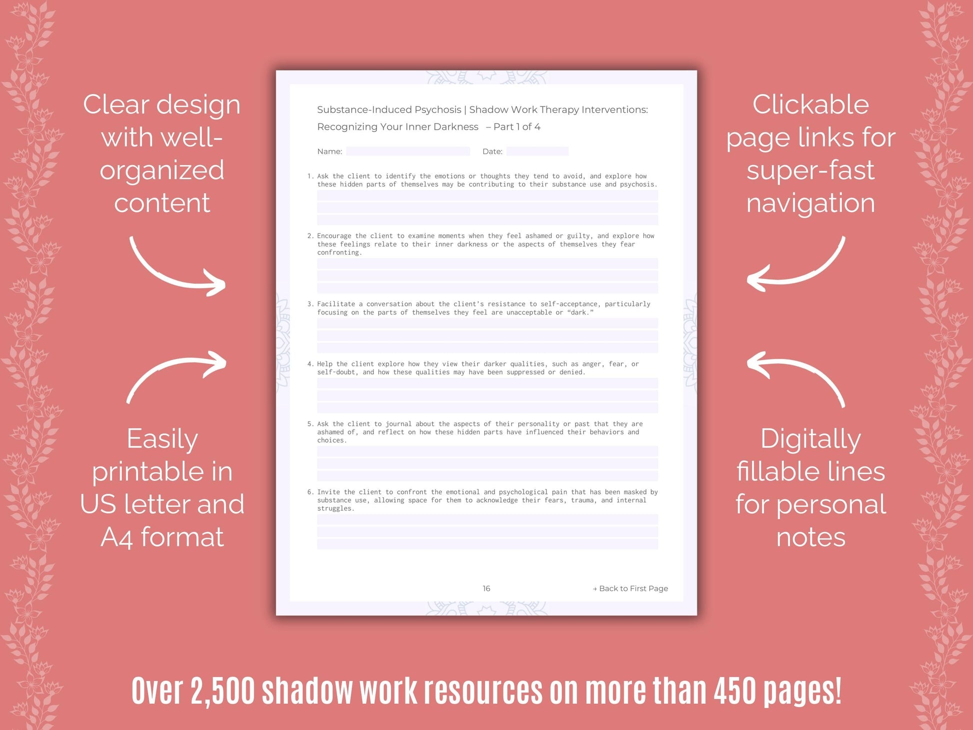 Substance-Induced Psychosis Shadow Work Counseling Templates