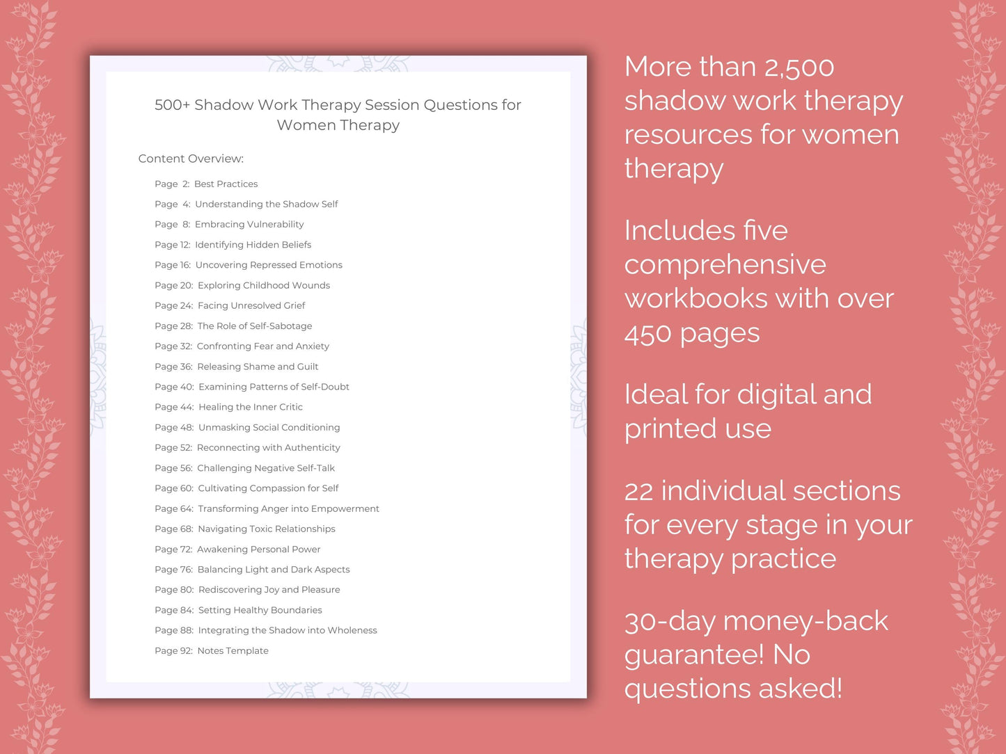 Women Shadow Work Therapist Worksheets