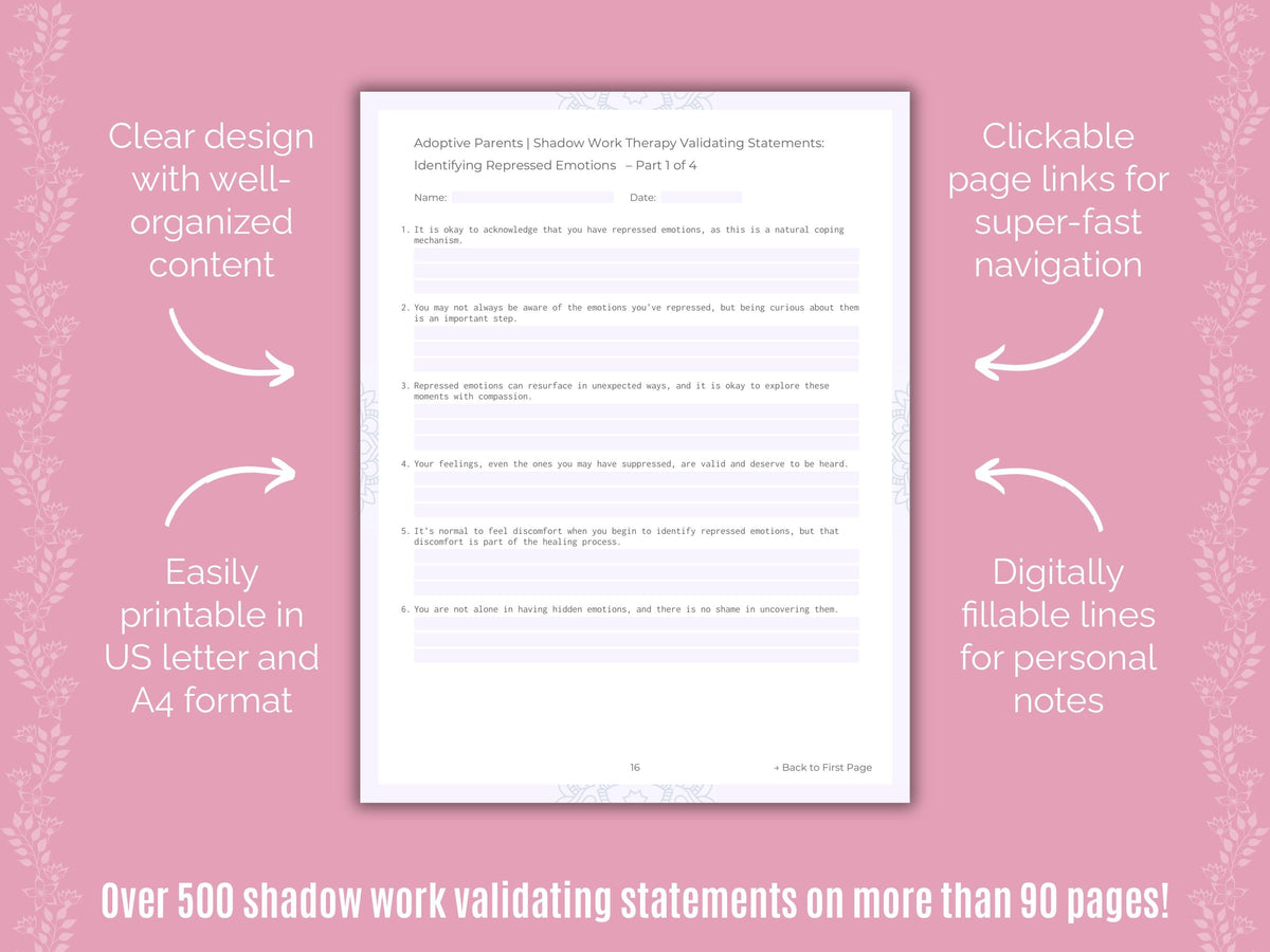 Adoptive Parents Shadow Work Counseling Templates