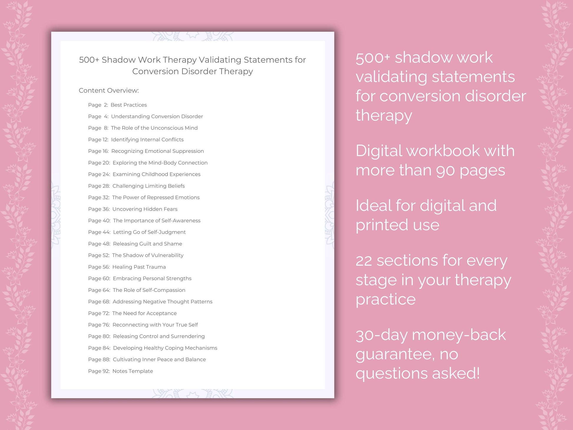 Conversion Disorder Shadow Work Therapist Worksheets