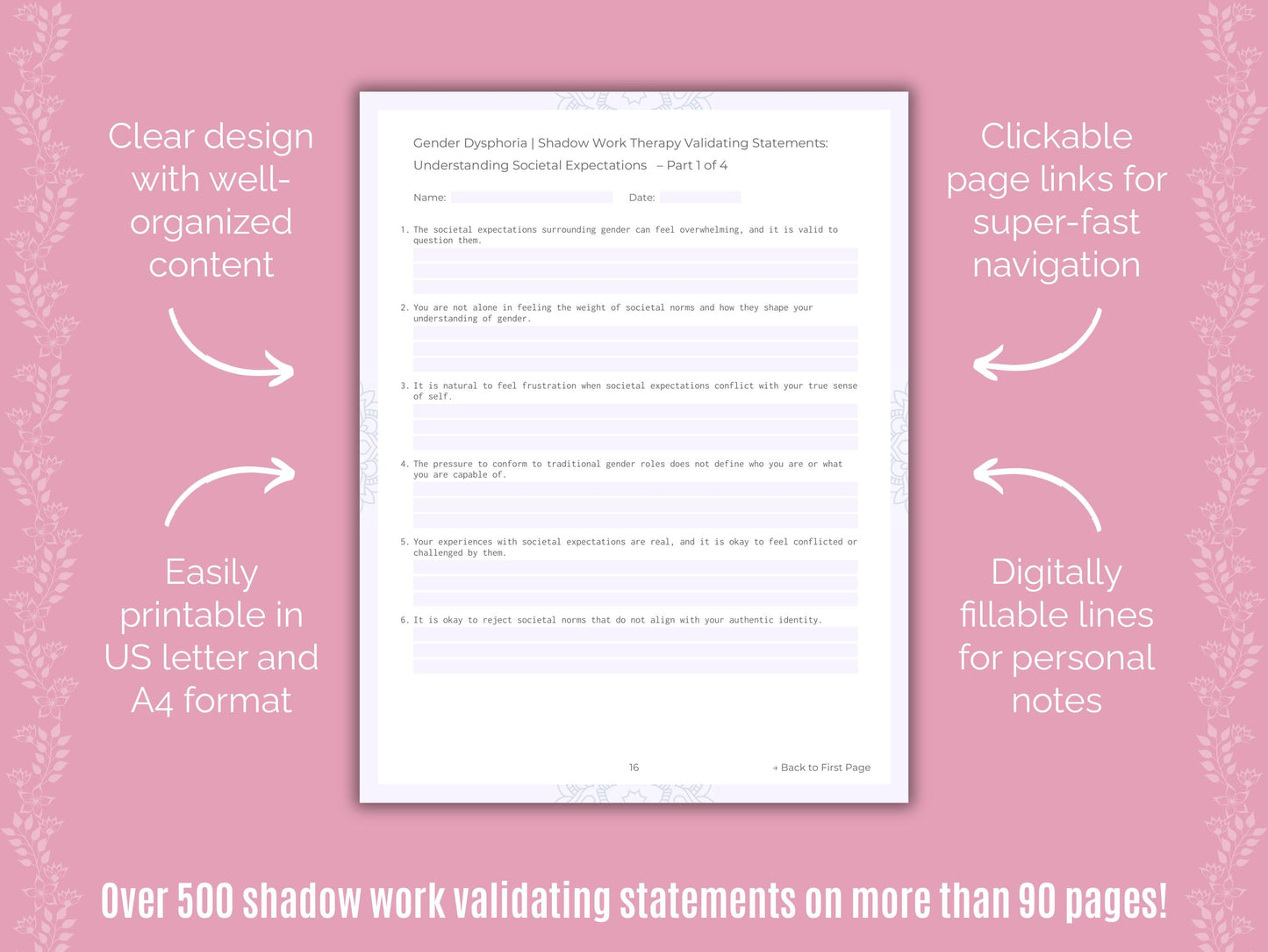 Gender Dysphoria Shadow Work Counseling Templates