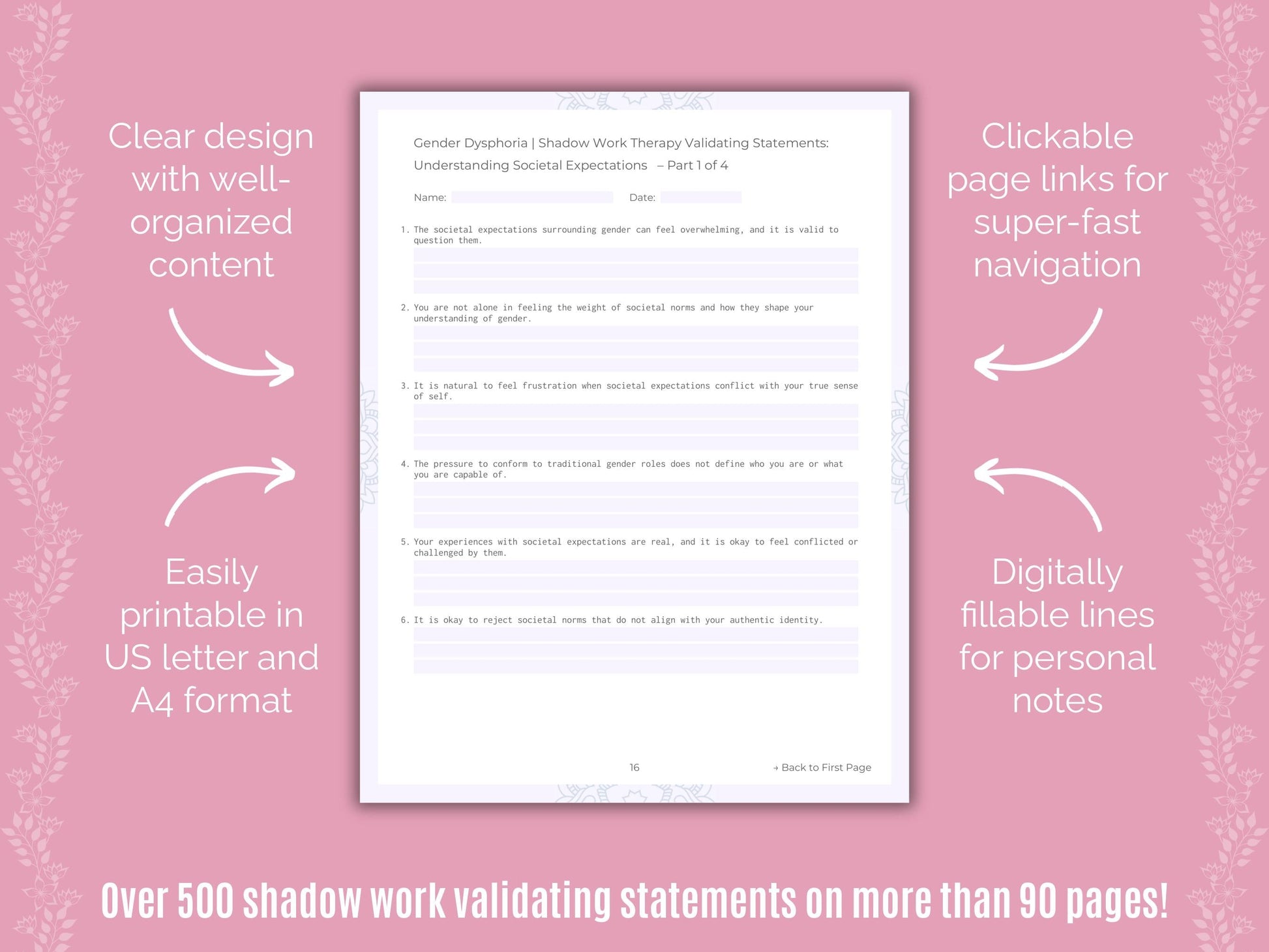 Gender Dysphoria Shadow Work Counseling Templates