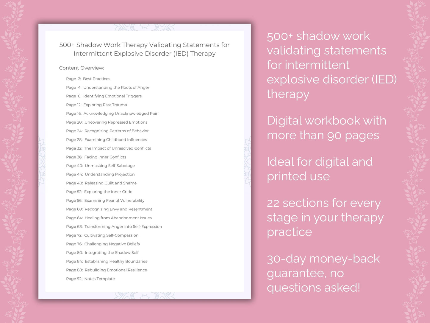 Intermittent Explosive Disorder (IED) Shadow Work Therapist Worksheets