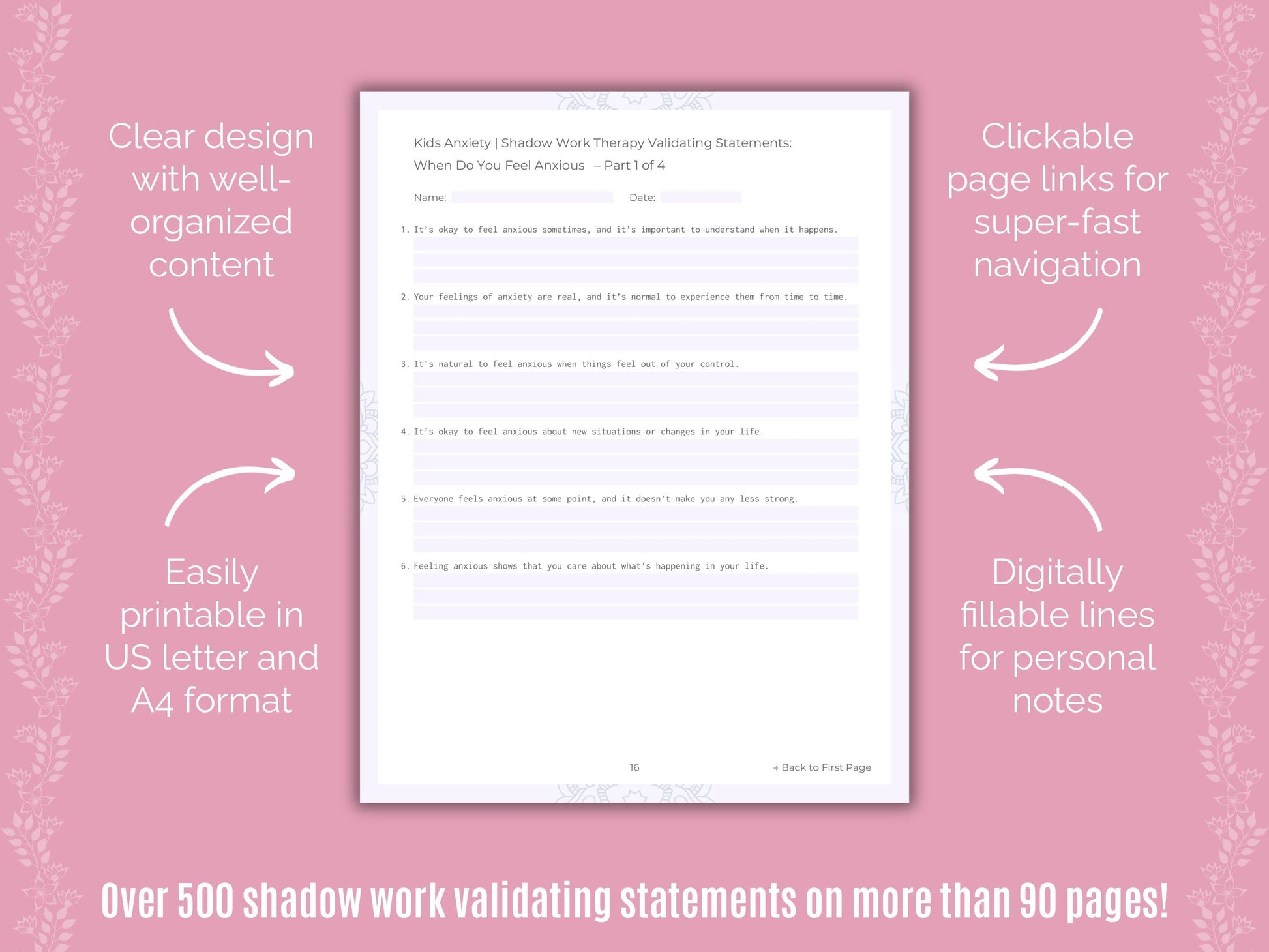 Kids Anxiety Shadow Work Counseling Templates