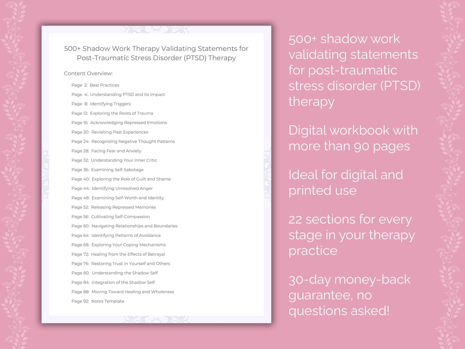 Post-Traumatic Stress Disorder (PTSD) Shadow Work Therapist Worksheets