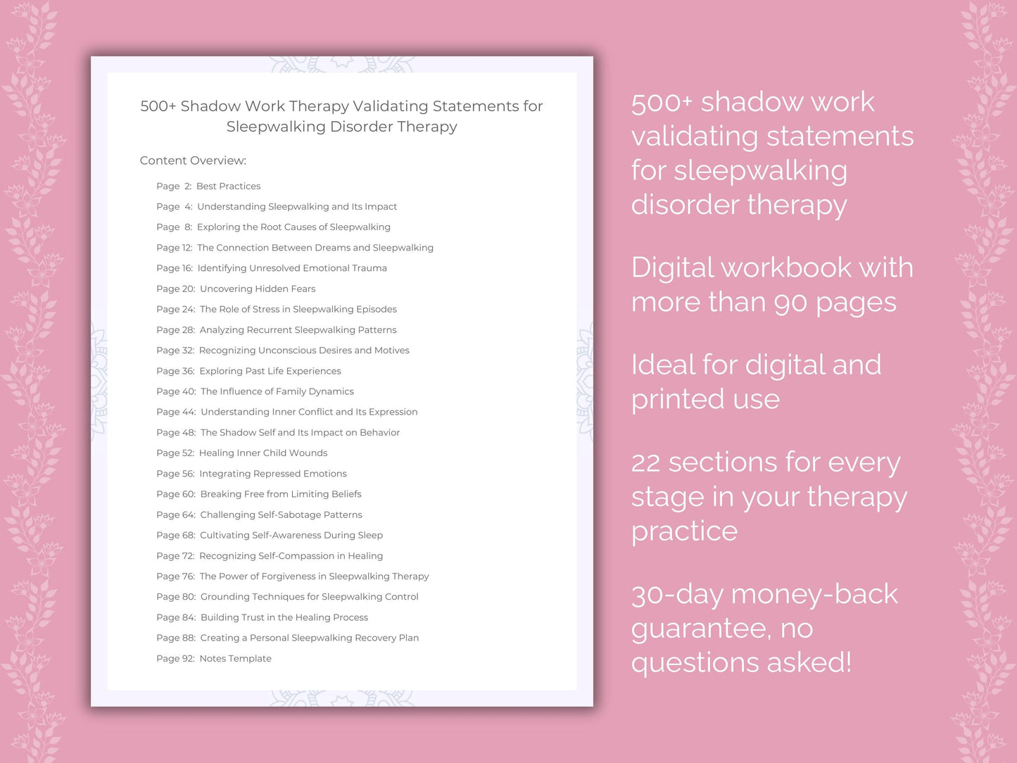 Sleepwalking Disorder Shadow Work Therapist Worksheets