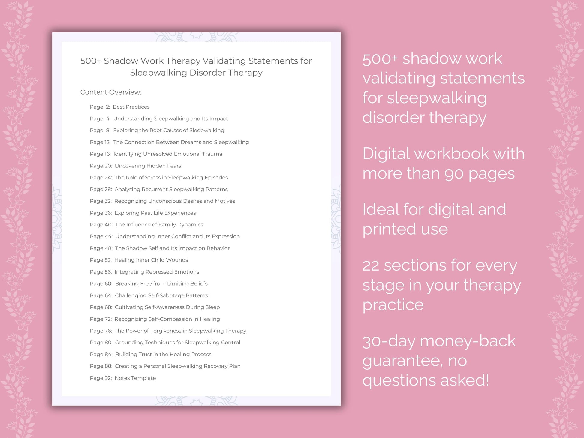 Sleepwalking Disorder Shadow Work Therapist Worksheets