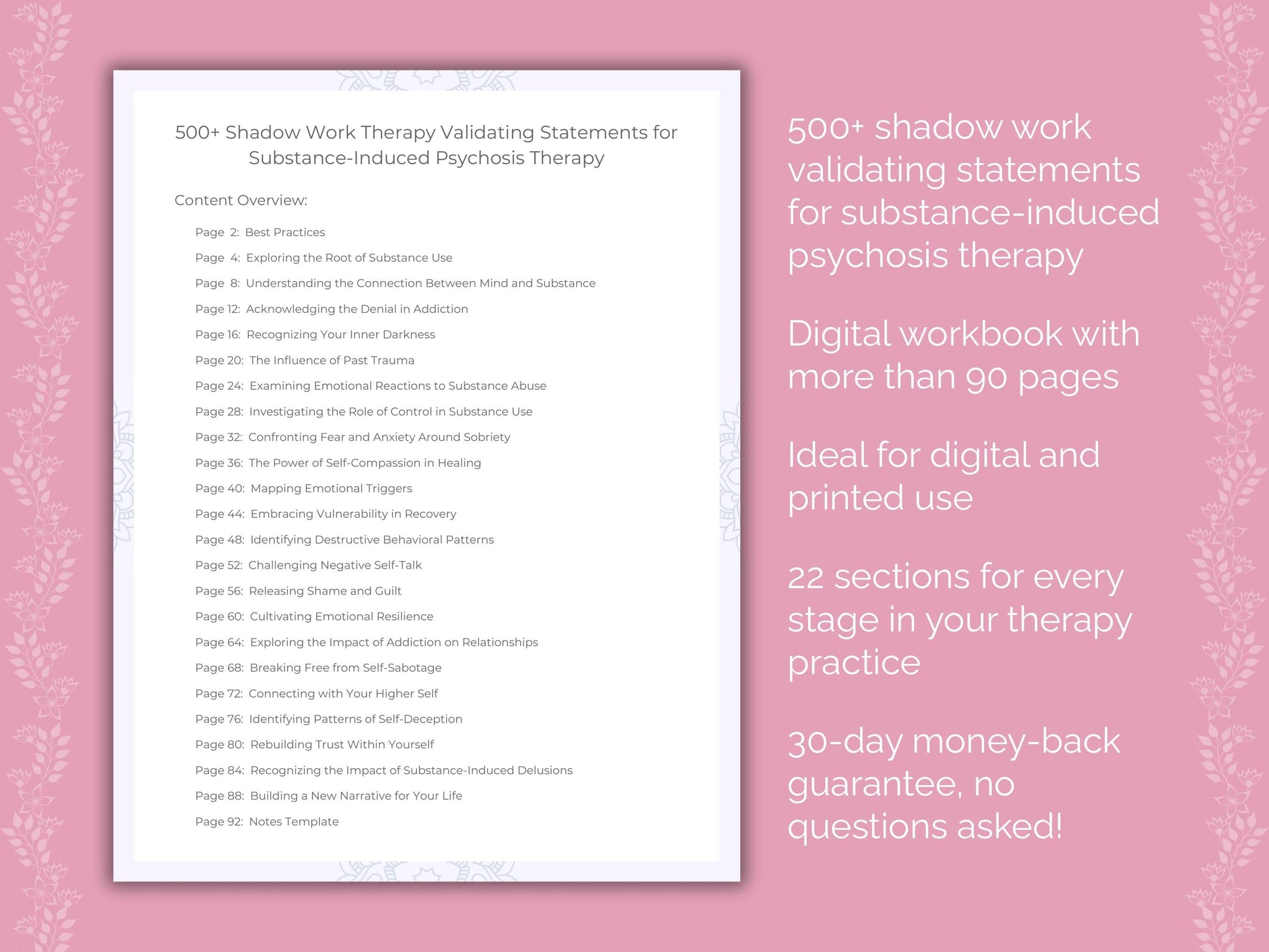 Substance-Induced Psychosis Shadow Work Therapist Worksheets