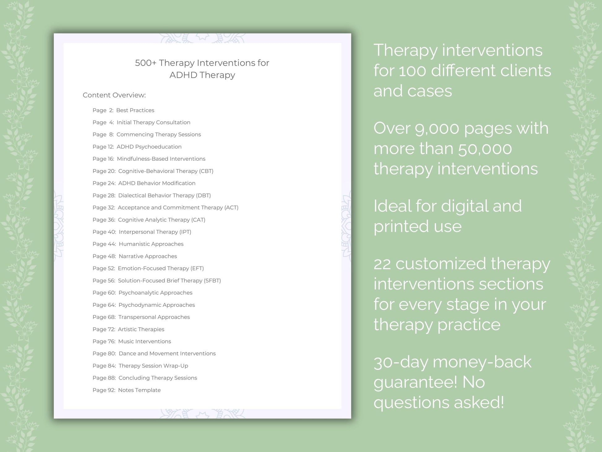 Therapy Interventions Counselor Cheat Sheets