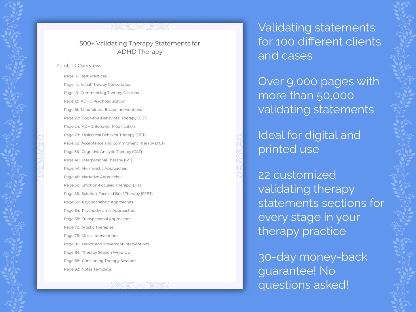 Validating Therapy Statements Counselor Cheat Sheets