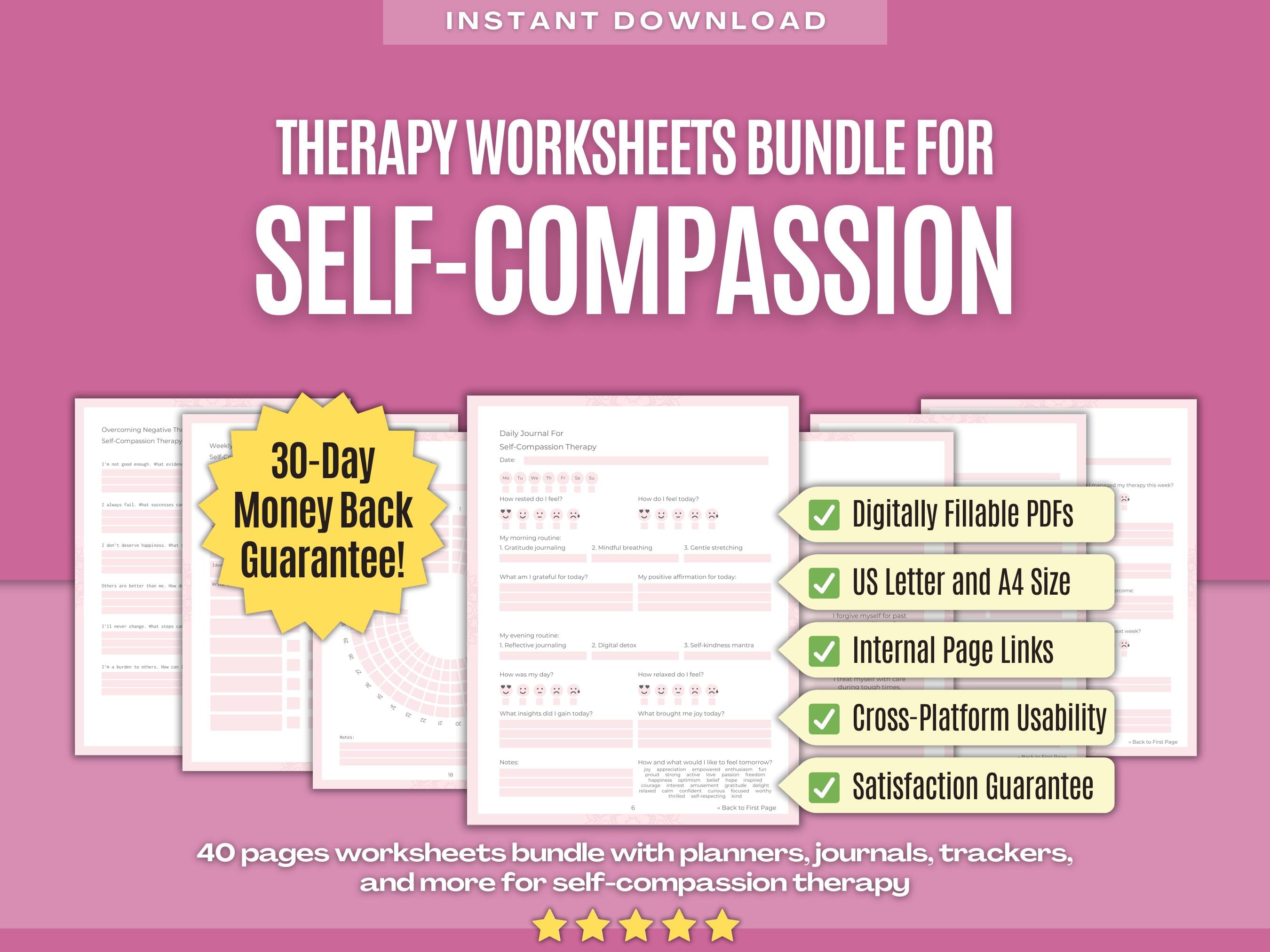 Self-Compassion PDF Worksheets Bundle | Karlstein Publishing