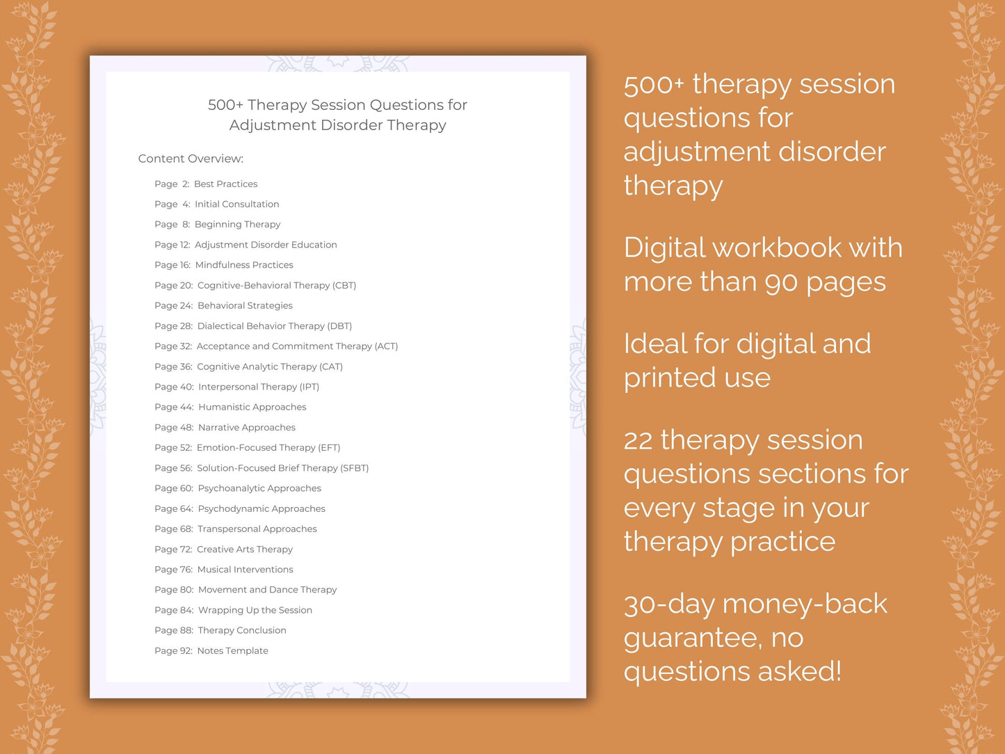 Adjustment Disorder Therapy Therapist Worksheets