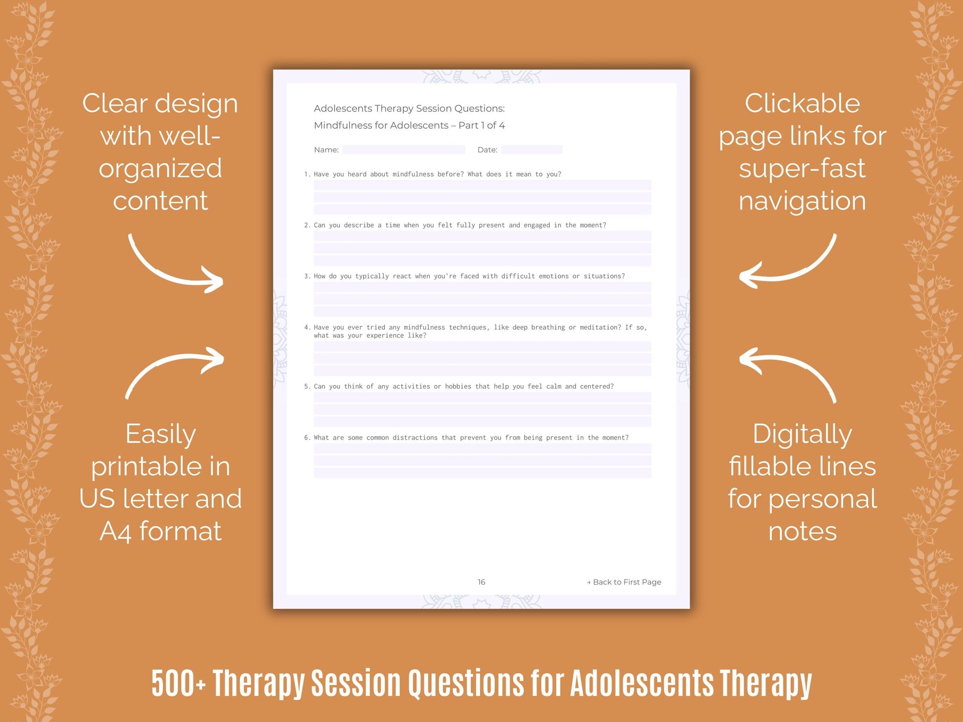 Adolescents Therapy Counseling Templates