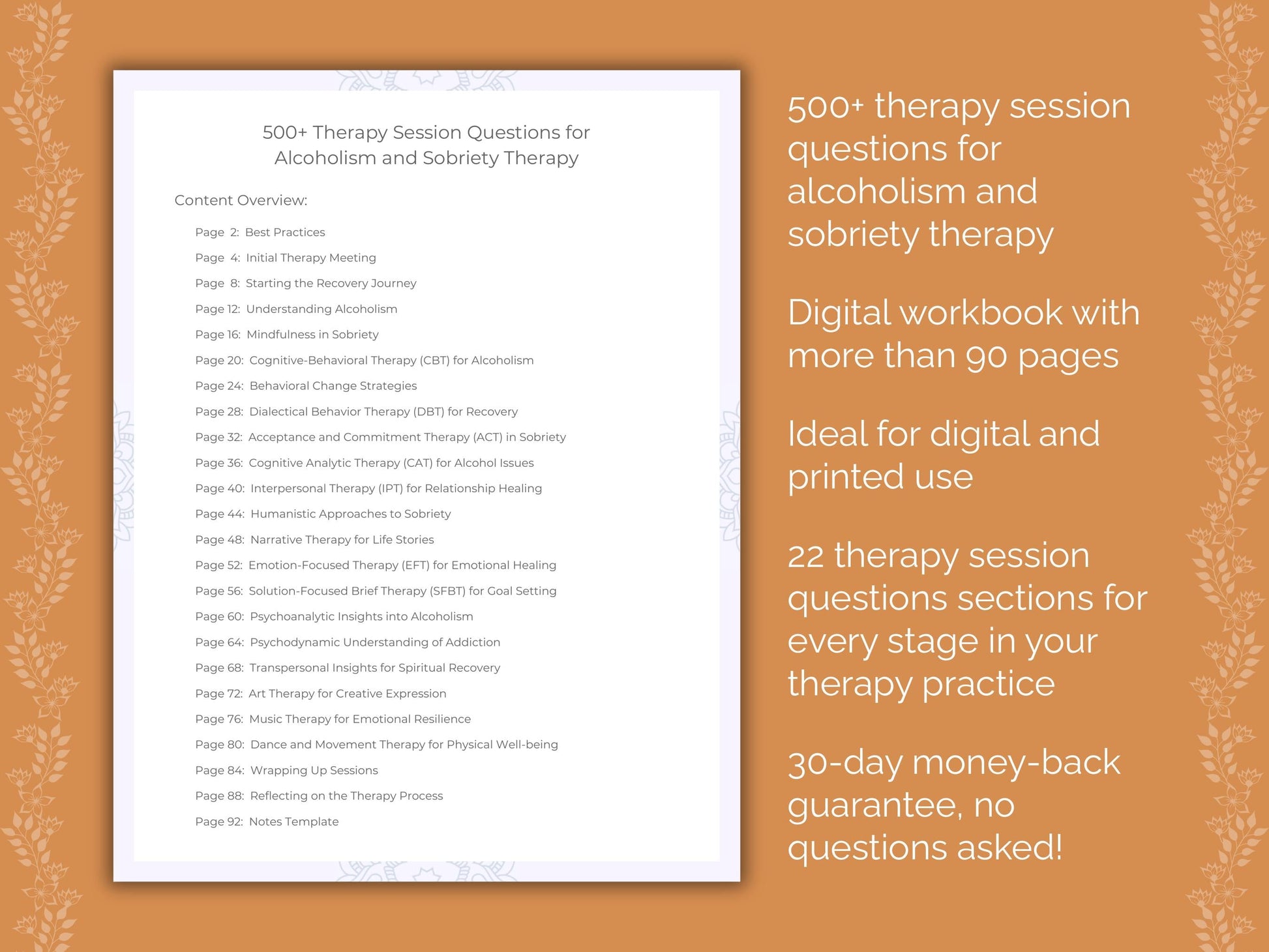 Alcoholism and Sobriety Therapy Therapist Worksheets