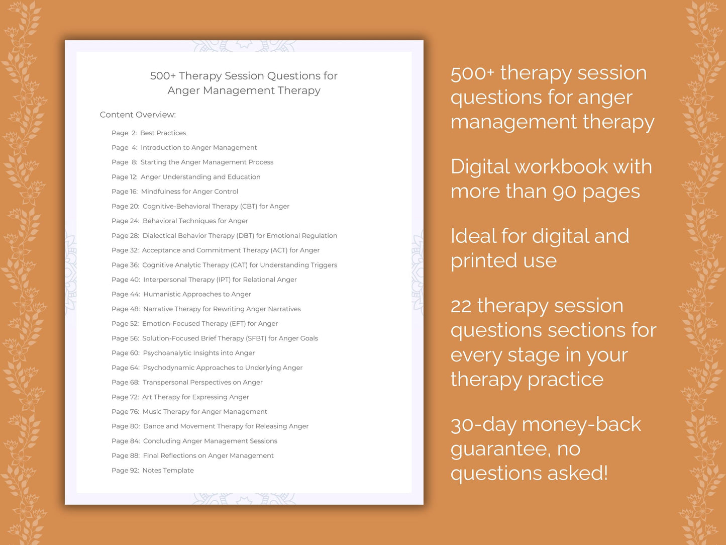 Anger Management Therapy Therapist Worksheets