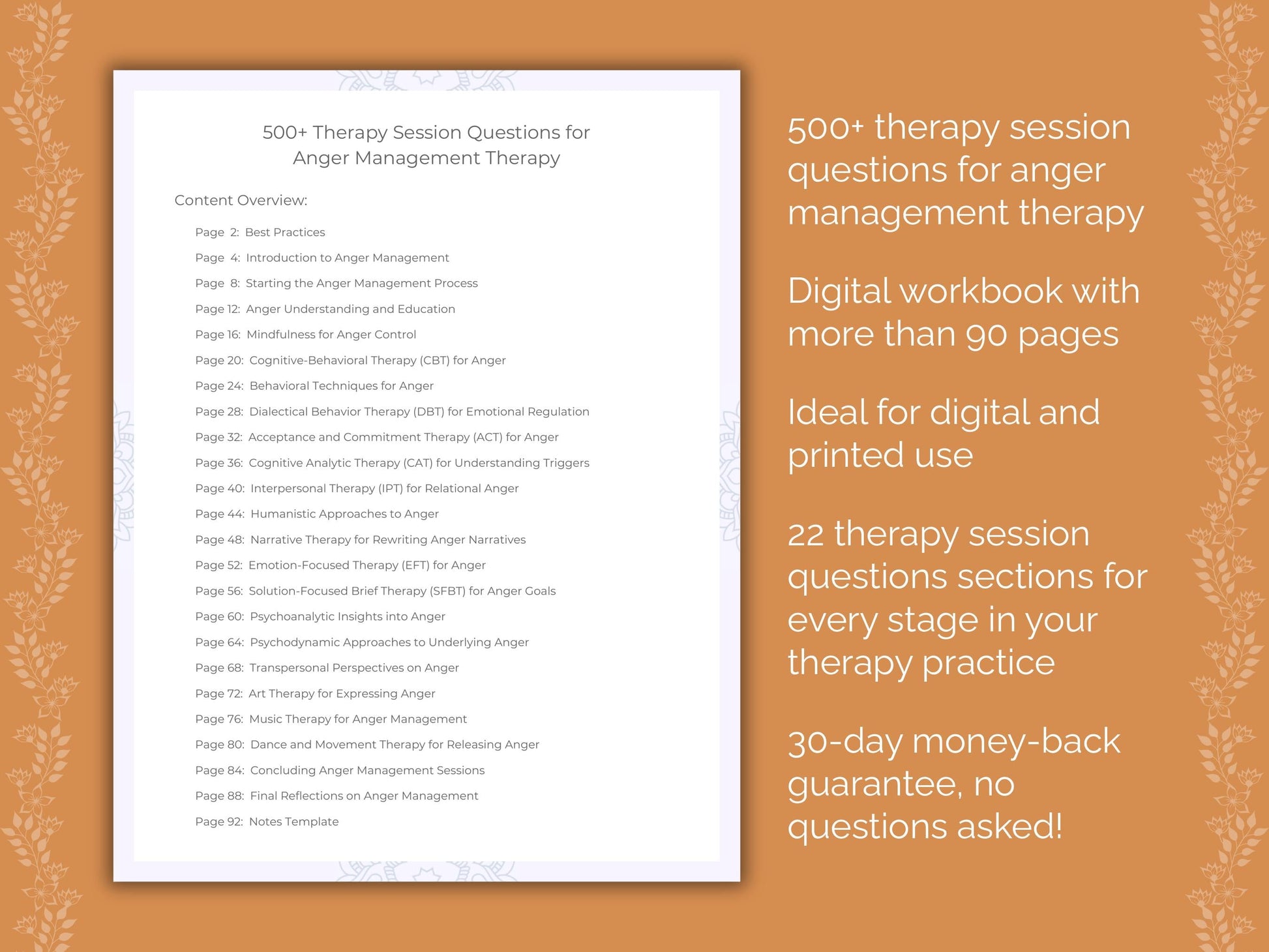 Anger Management Therapy Therapist Worksheets