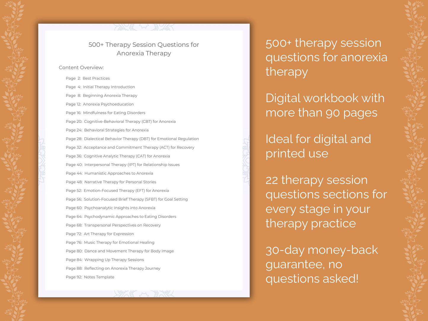 Anorexia Therapy Therapist Worksheets