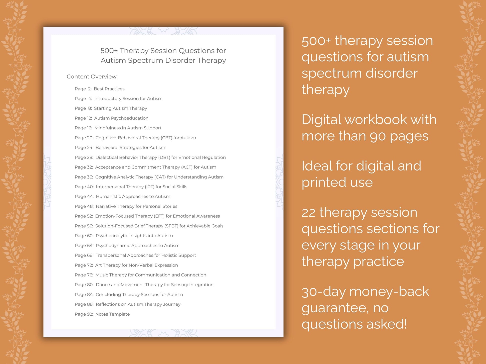 Autism Spectrum Disorder Therapy Therapist Worksheets