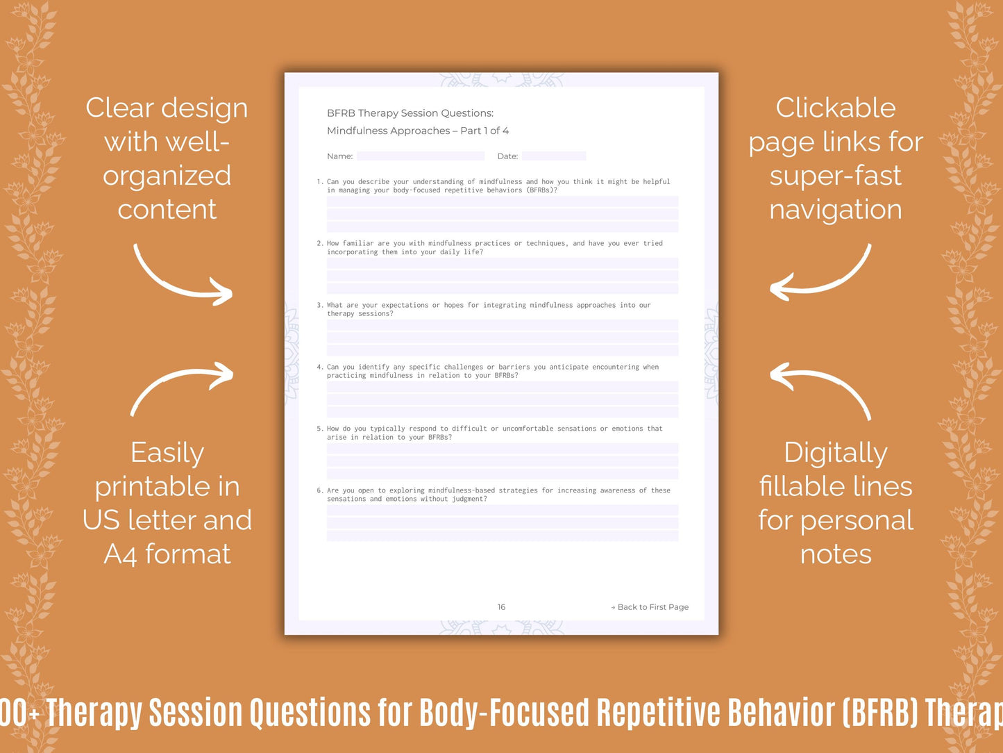 Body-Focused Repetitive Behavior (BFRB) Therapy Counseling Templates