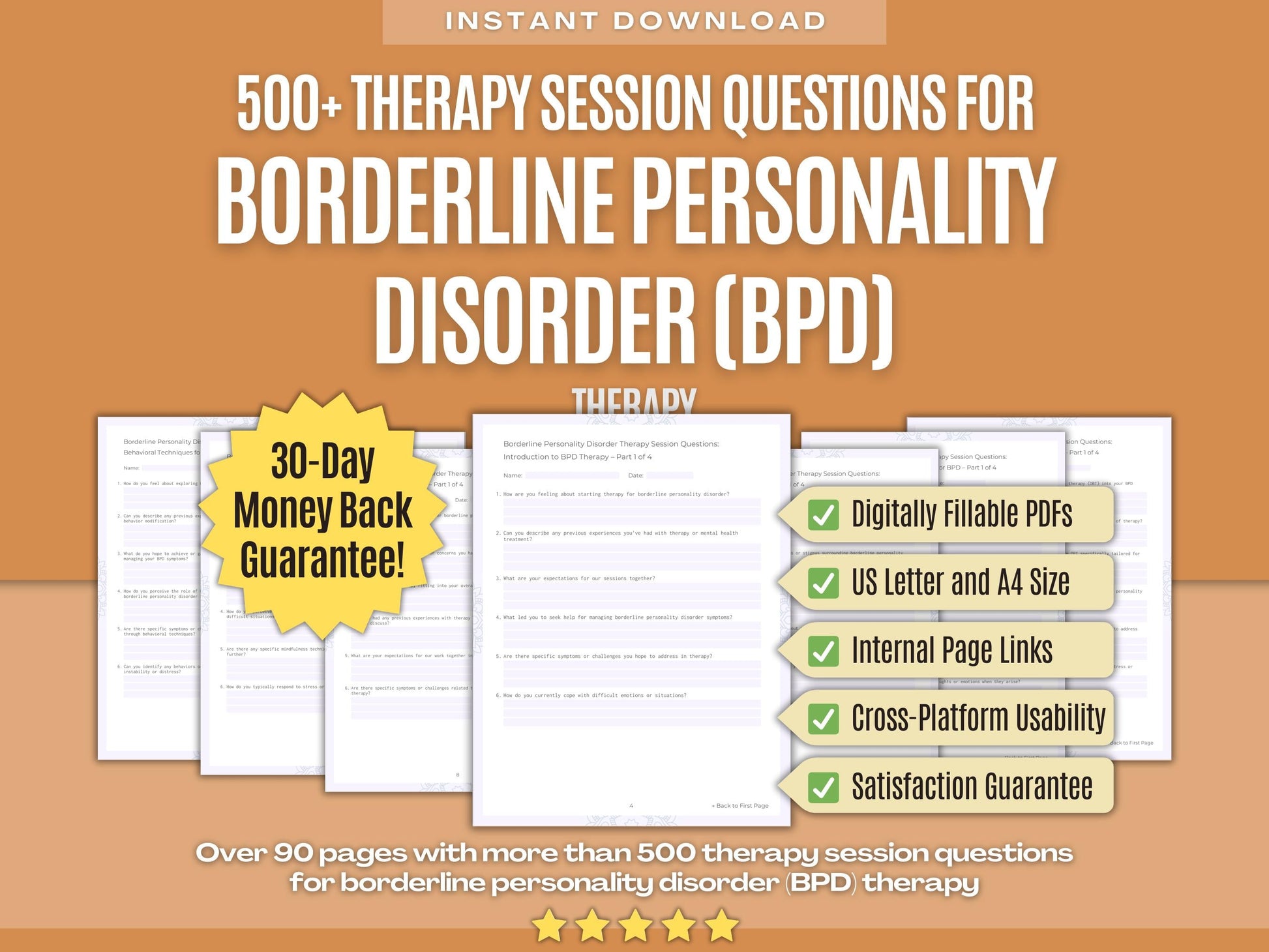 Borderline Personality Disorder (BPD) Therapy Psychology Workbooks