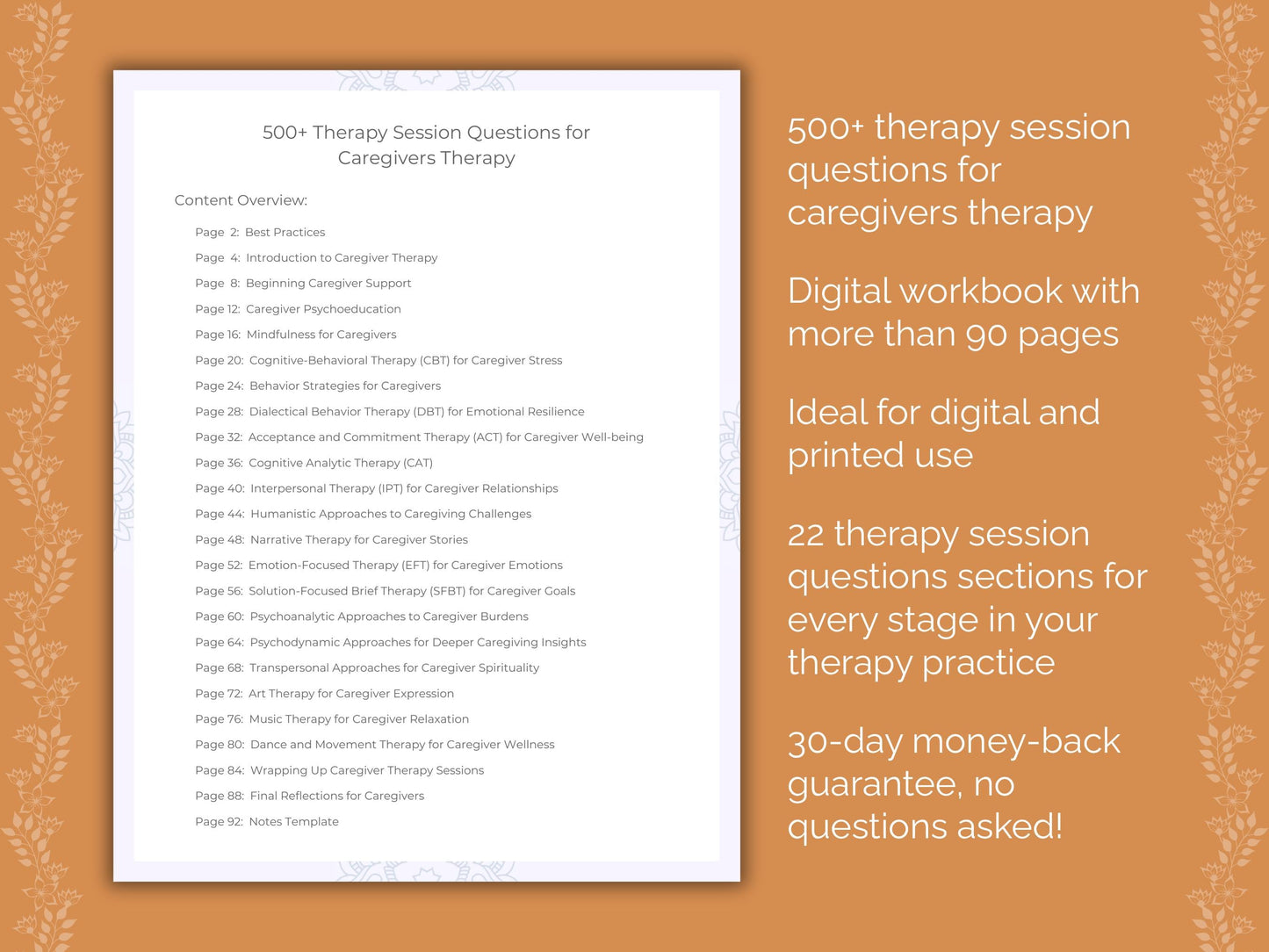 Caregivers Therapy Therapist Worksheets