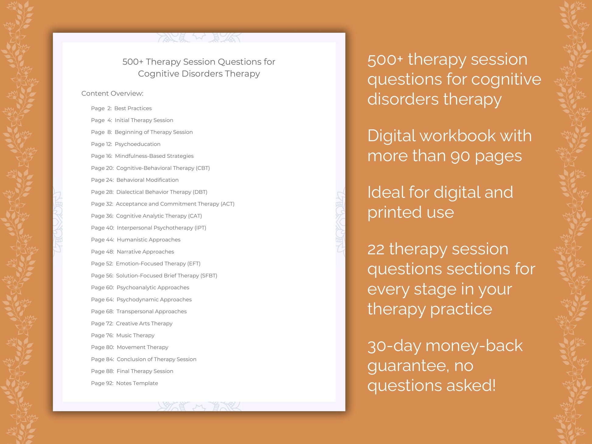 Cognitive Disorders Therapy Therapist Worksheets